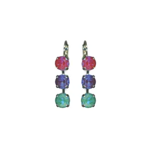 Medium Three Stone Leverback Earrings in "Candy" *Custom*