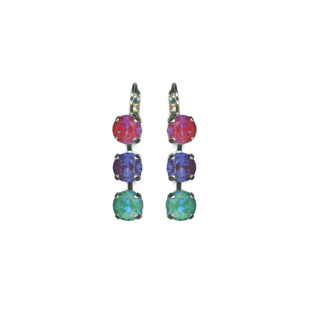 Medium Three Stone Leverback Earrings in "Candy" *Custom*