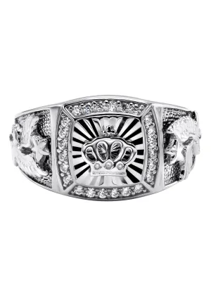 Mens Silver Crown Signet Ring | Appx 6.2 Grams