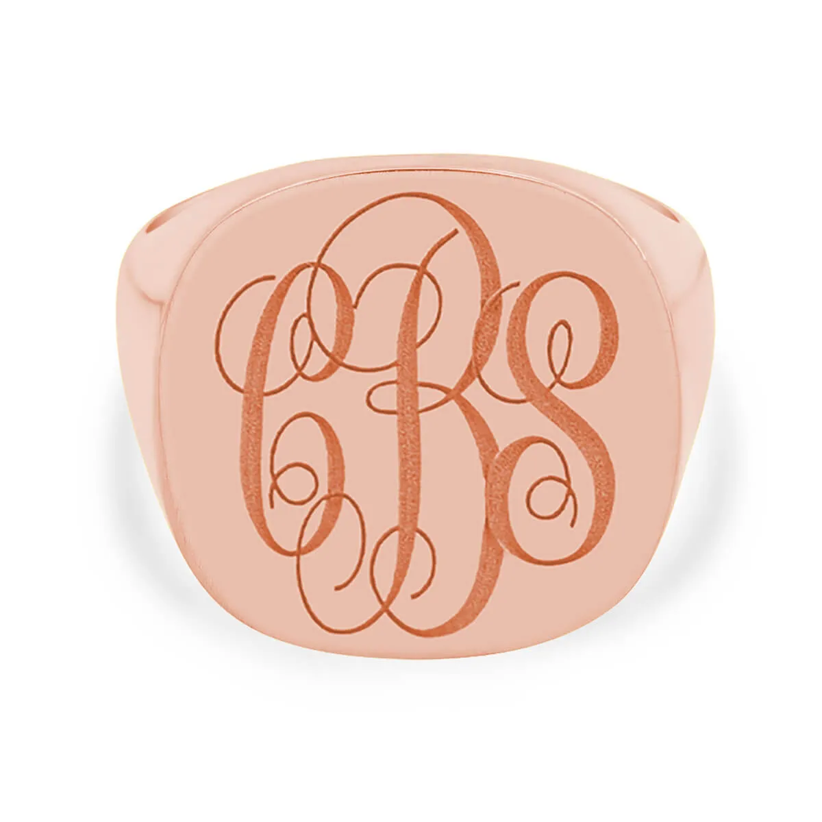 Men's Square Signet Ring - Extra Large - Laser Engraved Script Monogram