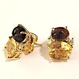 Mini GUM DROP™ Earrings Cabochon Pink Topaz and Faceted Citrine Diamond