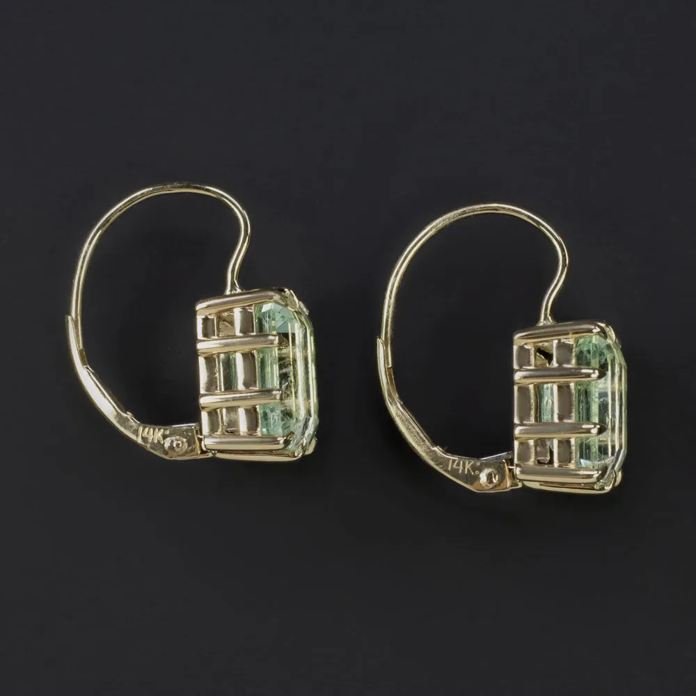 NATURAL EMERALD DROP EARRINGS 14k YELLOW GOLD DANGLE CLASSIC MINT GREEN 5.67ct