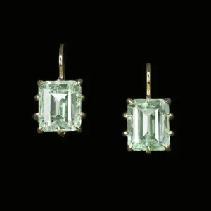 NATURAL EMERALD DROP EARRINGS 14k YELLOW GOLD DANGLE CLASSIC MINT GREEN 5.67ct