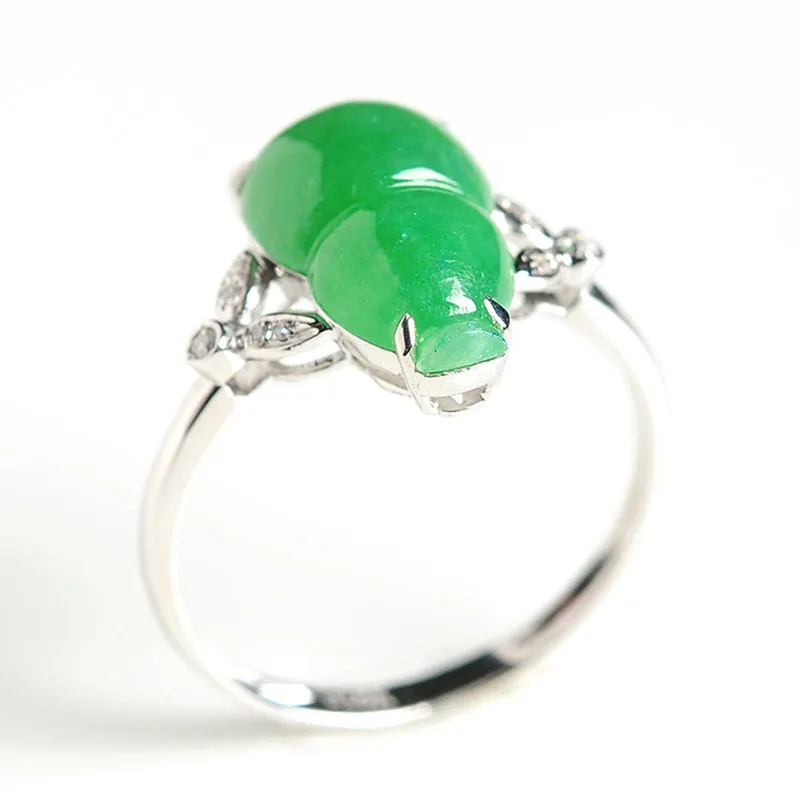 Natural Jade Ring Jadeite Gold Gourd Ring RG61