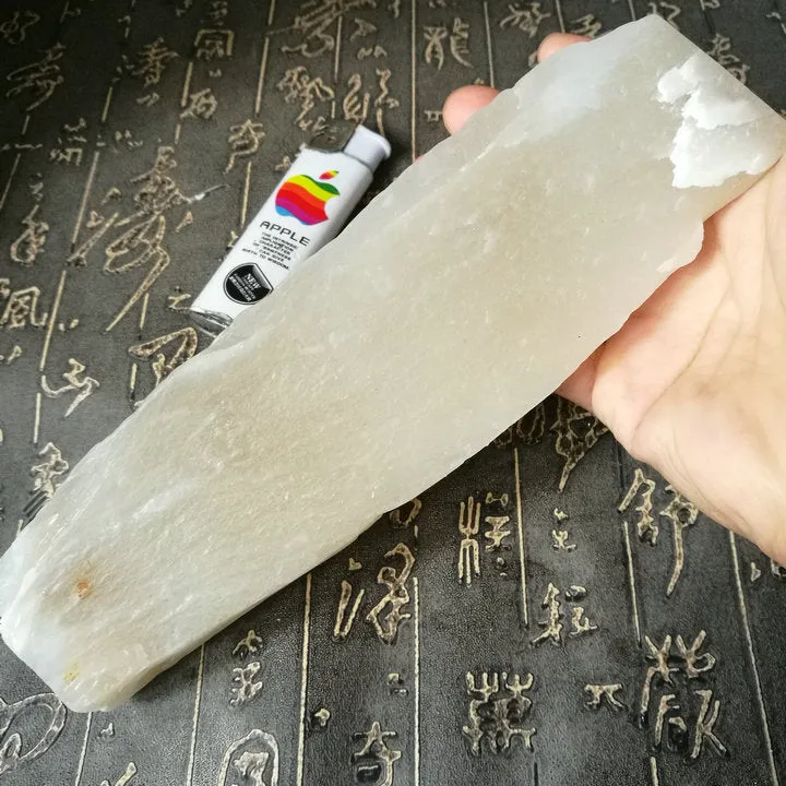 Natural Kunlun Jade Rough Nephrite Raw (492g, 19X7X3.4cm)