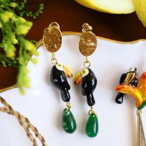 NB - J675 Toucan & Jade Earrings - Sawadee