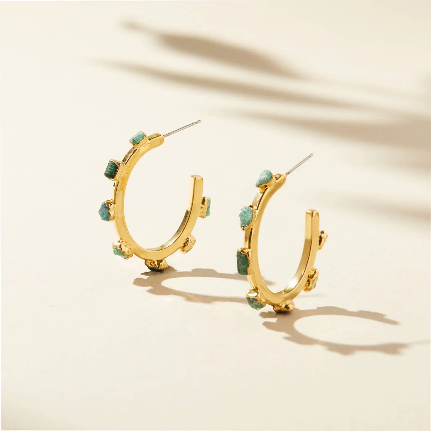 NEW! Emerald 14k Gold Plated Hoops by Dani Barbe