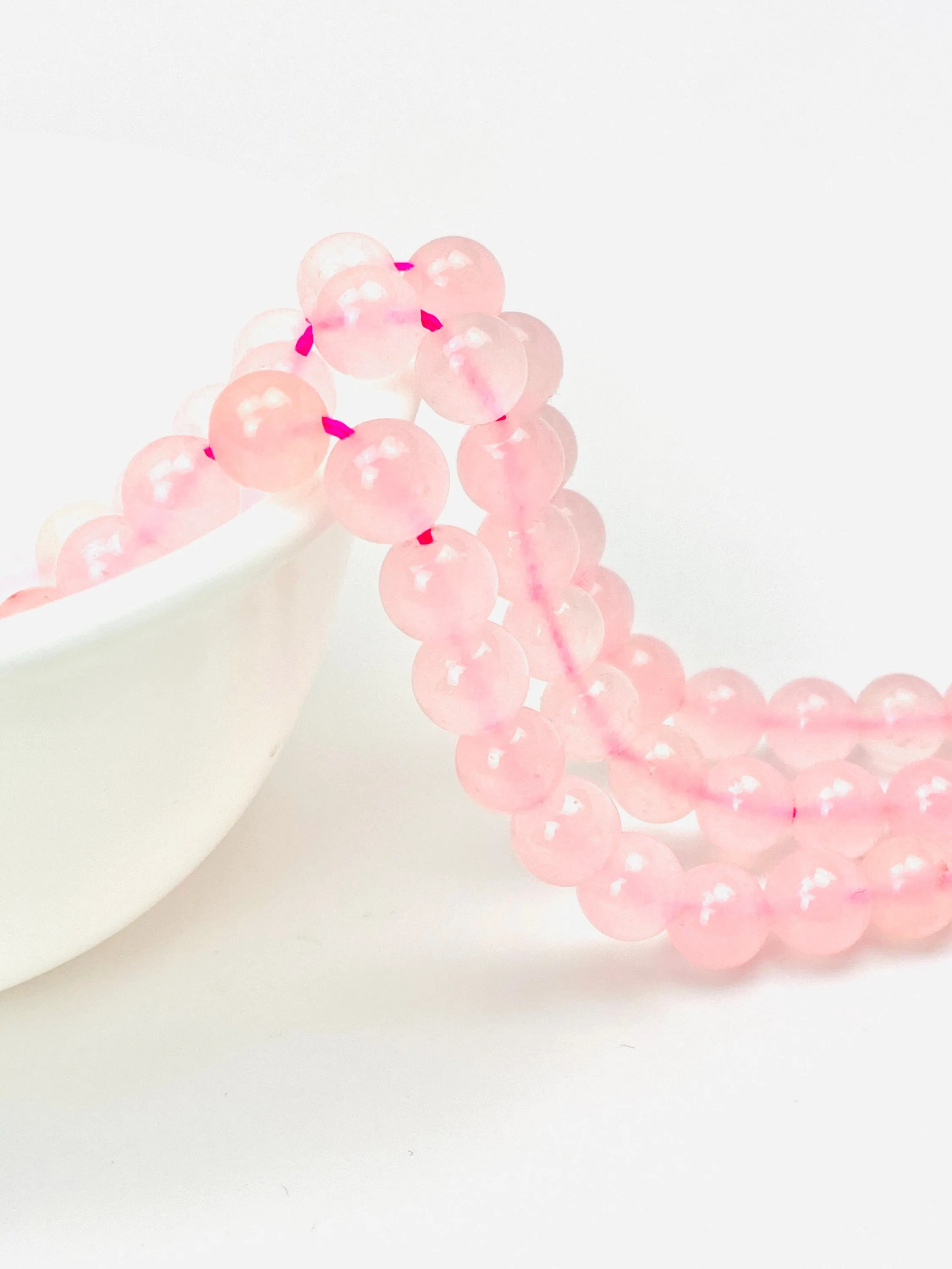 Noe, pink jade bead strand, SKU#NOESTR