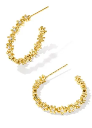 Nydia Hoop Earring Gold White Crystal by Kendra Scott