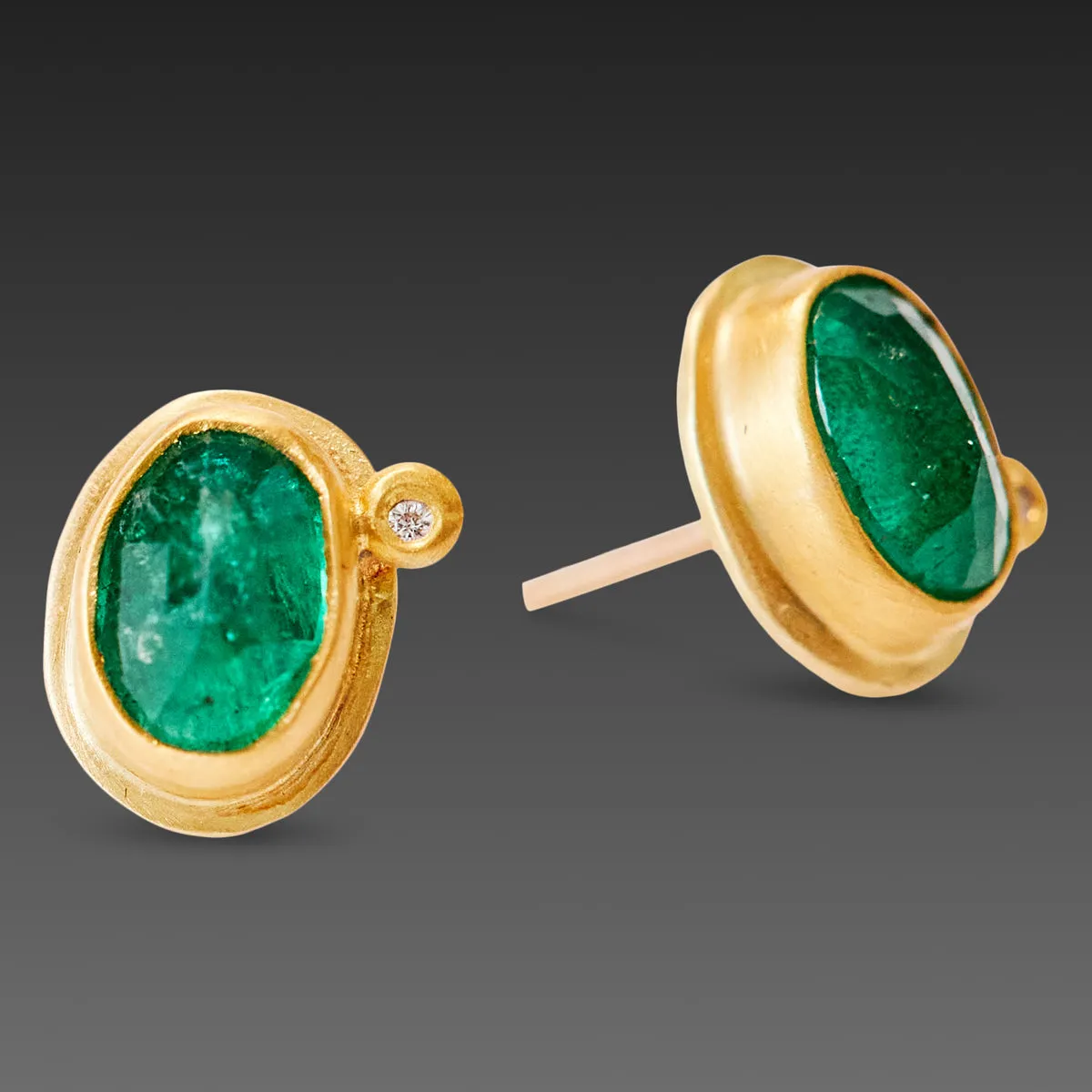 Oval Emerald Stud Earrings