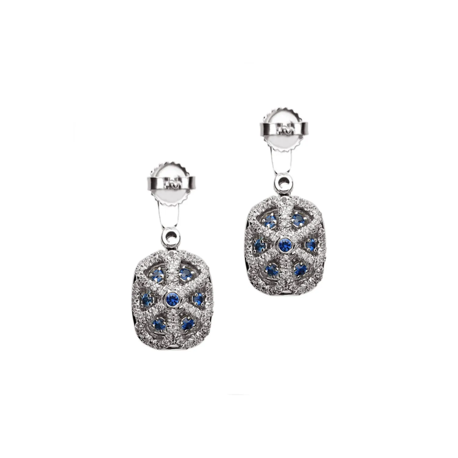 Pastel Diamond Double Halo Cushion Drop Earring