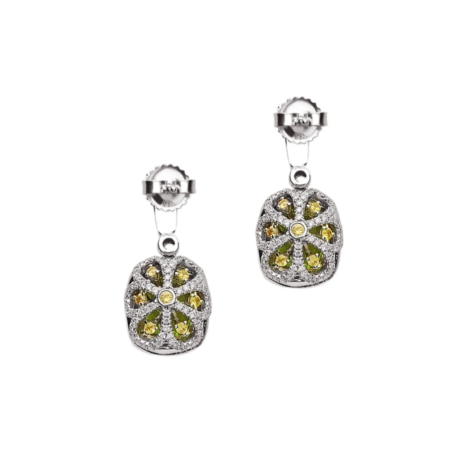 Pastel Diamond Double Halo Cushion Drop Earring