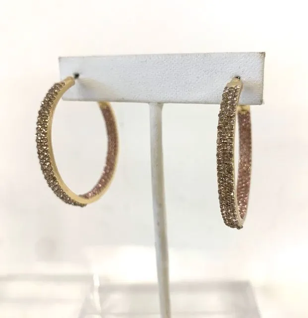 Pave Crystal Inside Out 2-Color Hoops