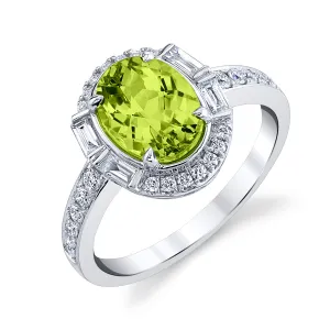 Peridot 14k White Gold Ring with Diamonds