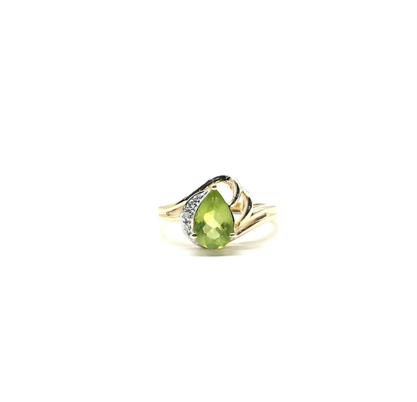 Peridot and Diamond Bypass Ring