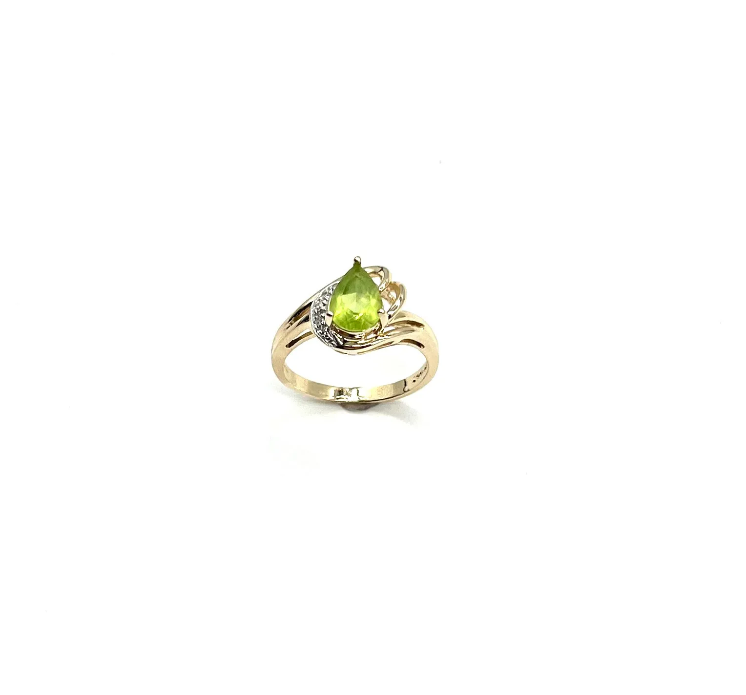 Peridot and Diamond Bypass Ring