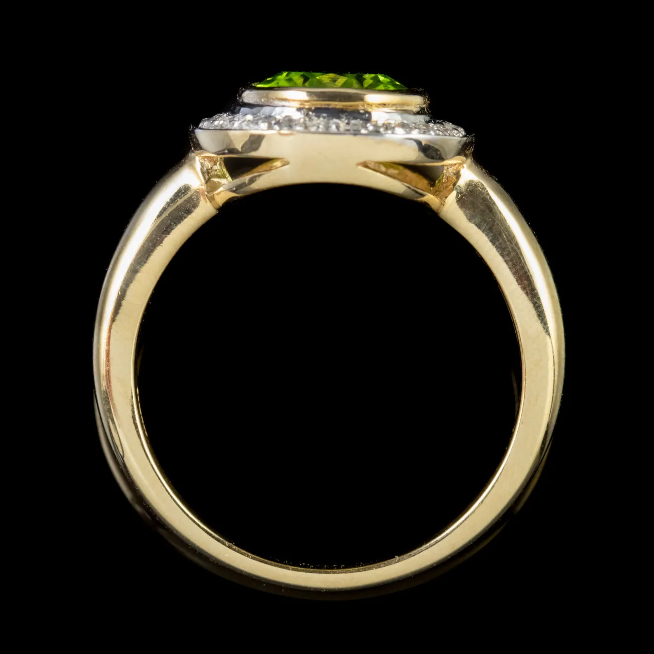 Peridot Diamond Cluster Ring 9Ct Gold 3Ct Peridot