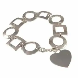 Personalised Sterling Silver Circle and Square Link Bracelet