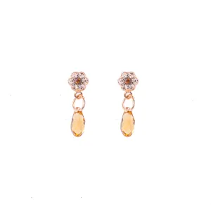 Petite Flower Post Earrings with Briolette in "Chai" *Preorder*