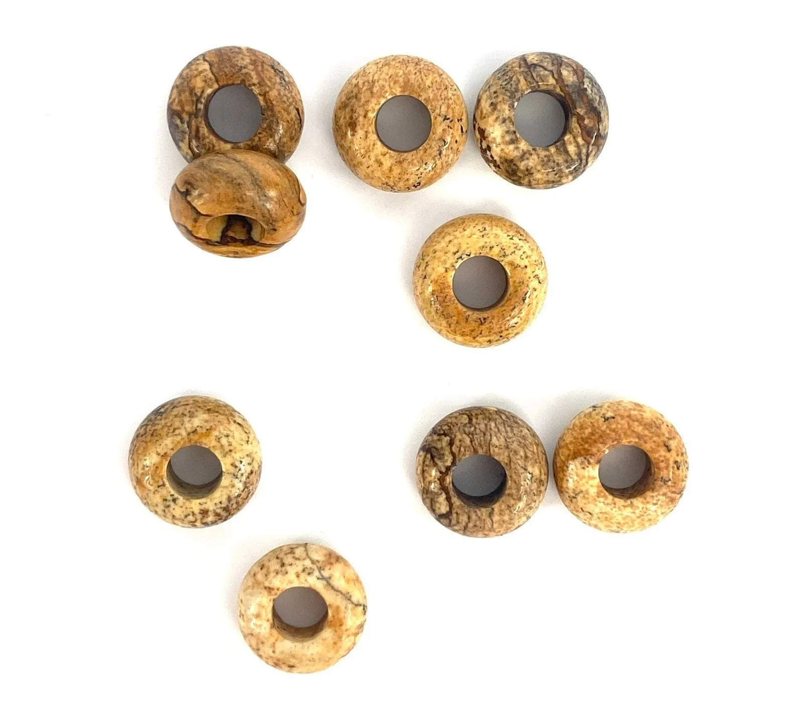 Picture Stone Donut Beads, Sku#BG58