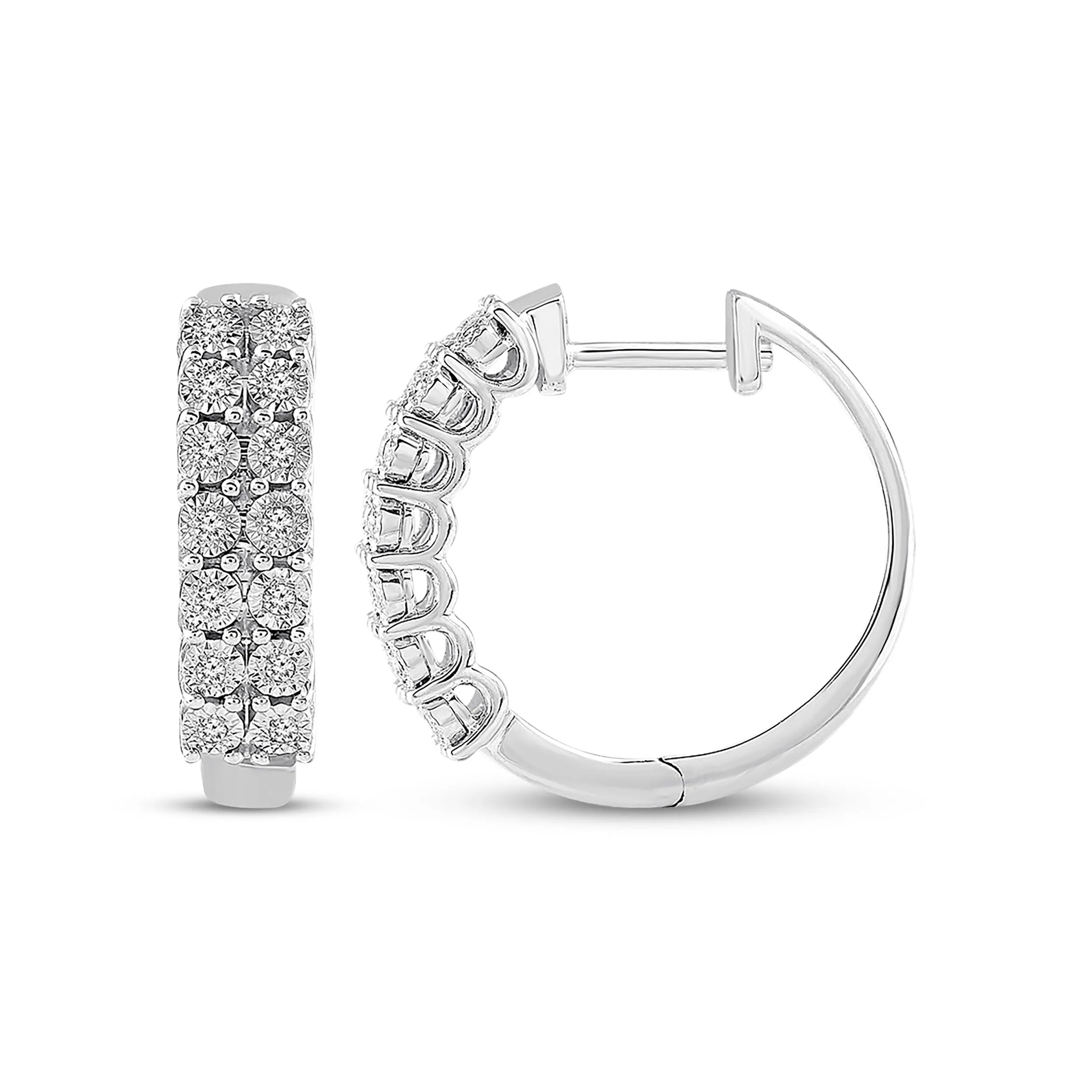 Pre-Owned Kay 1/10ct Diamond Hoop Earrings in Sterling Silver