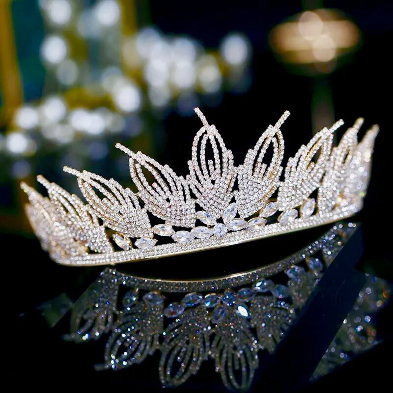 "Elaine" -  Cubic Zirconia Wedding Tiara - Available in Silver and Gold