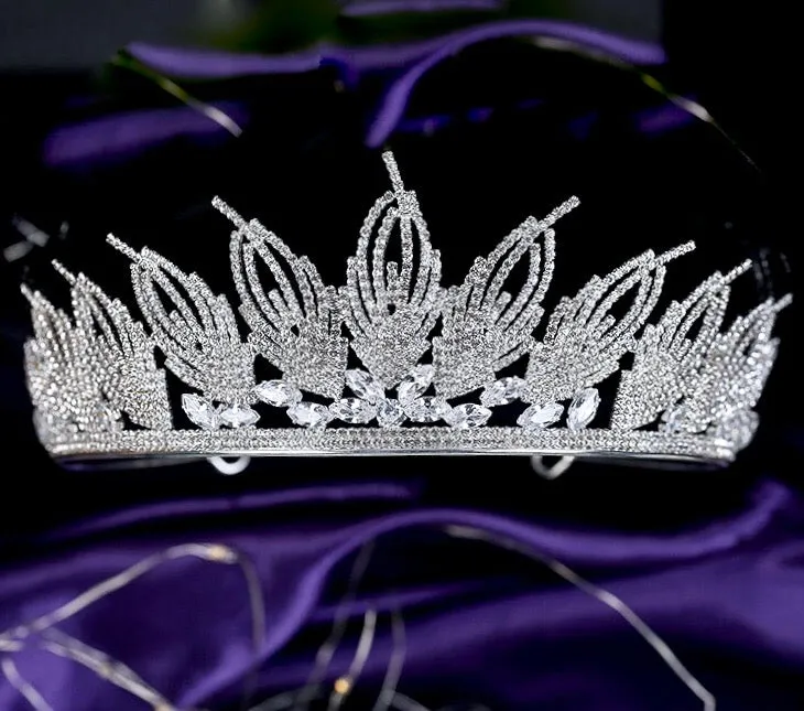 "Elaine" -  Cubic Zirconia Wedding Tiara - Available in Silver and Gold