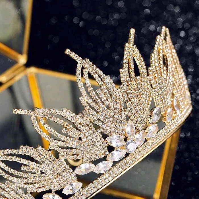 "Elaine" -  Cubic Zirconia Wedding Tiara - Available in Silver and Gold