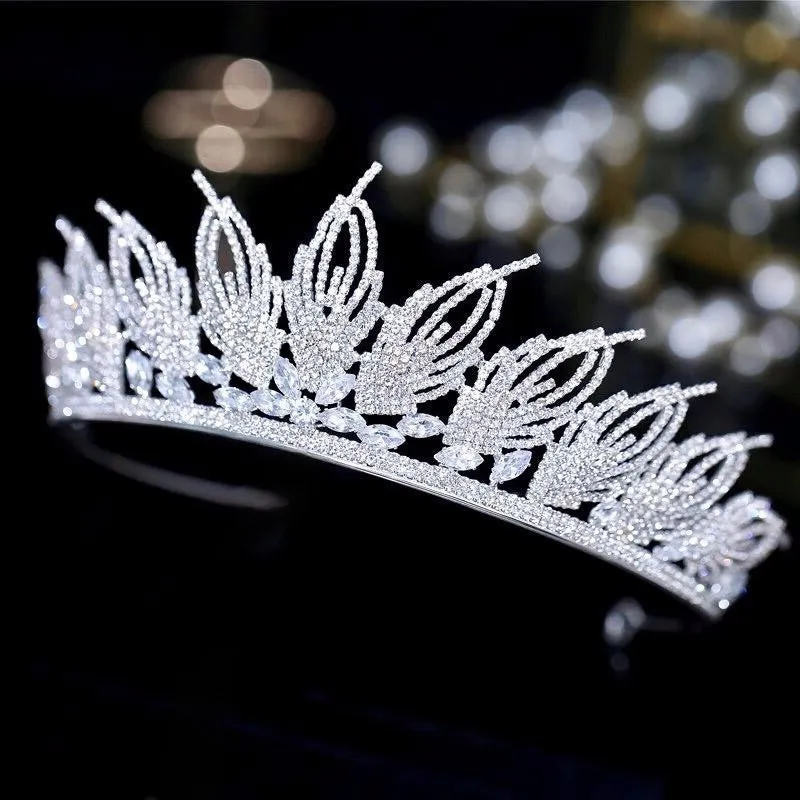 "Elaine" -  Cubic Zirconia Wedding Tiara - Available in Silver and Gold