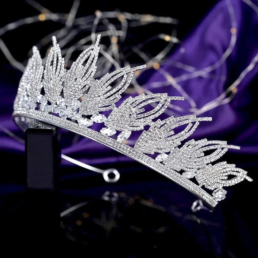 "Elaine" -  Cubic Zirconia Wedding Tiara - Available in Silver and Gold