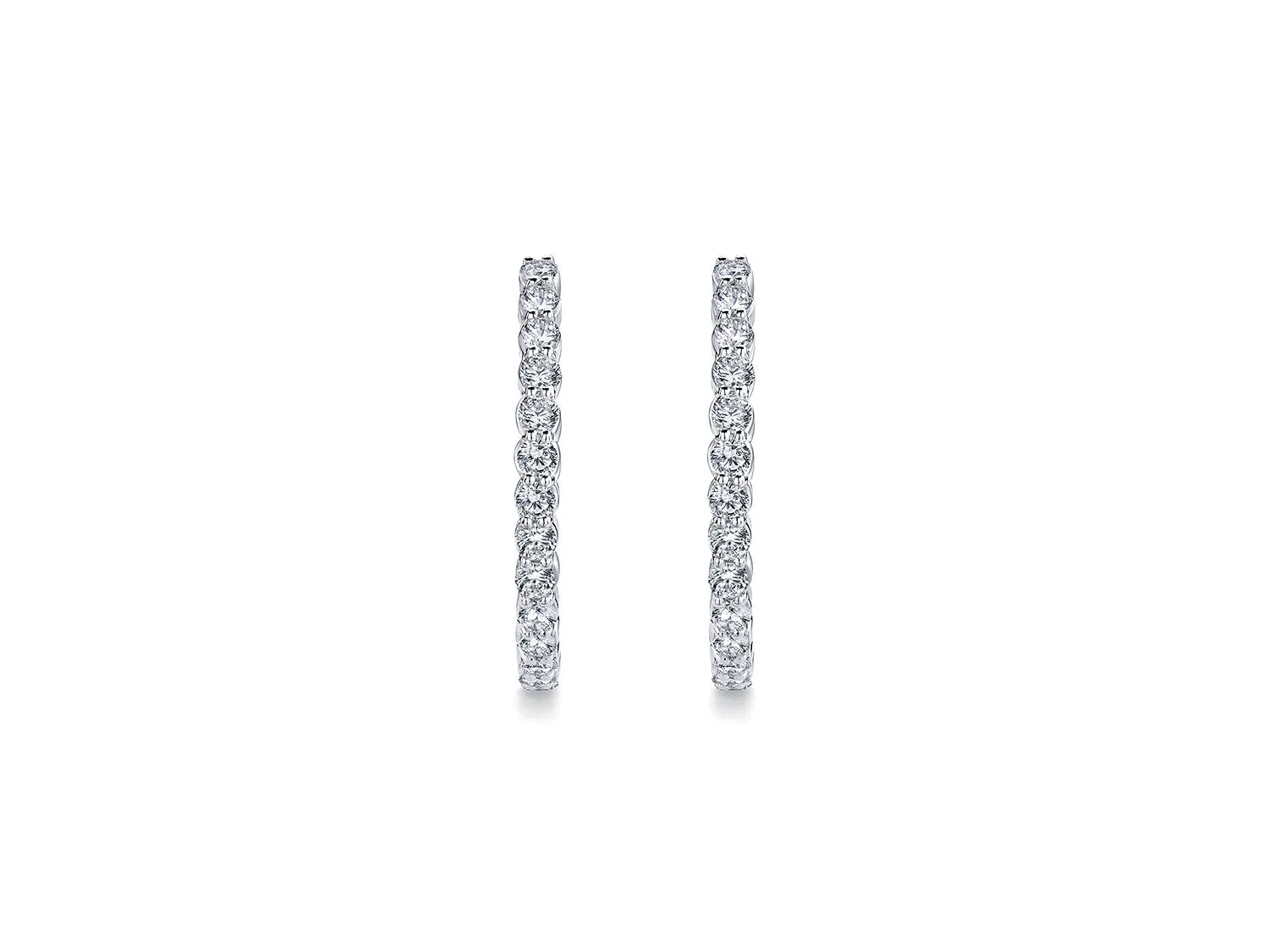 "Inside-Outside" Diamond Hoop Earrings in White Gold