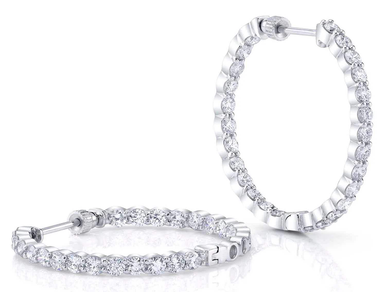 "Inside-Outside" Diamond Hoop Earrings in White Gold