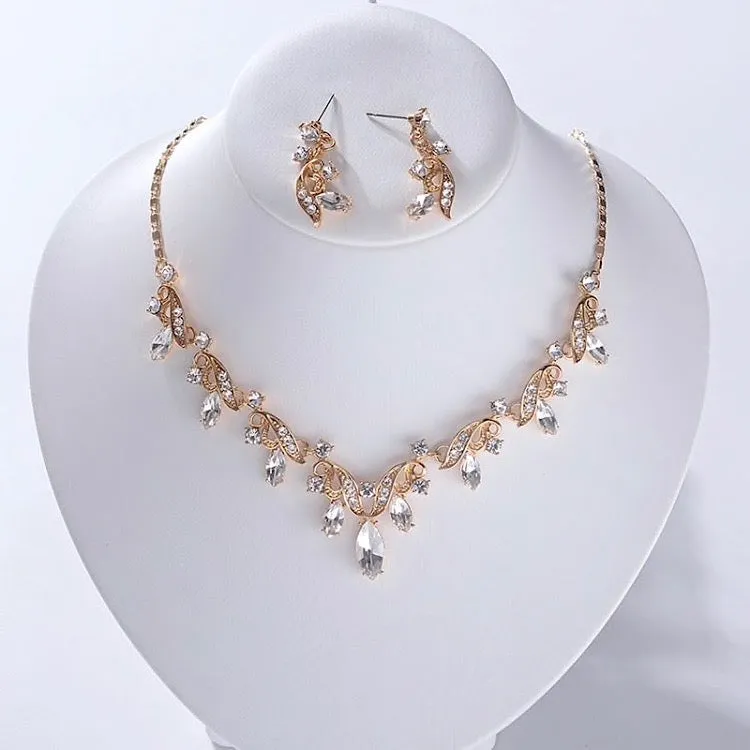 "Tangier" - Bridal 3-Piece Jewelry Set With Tiara - available in Gold and Silver