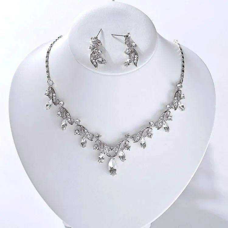 "Tangier" - Bridal 3-Piece Jewelry Set With Tiara - available in Gold and Silver