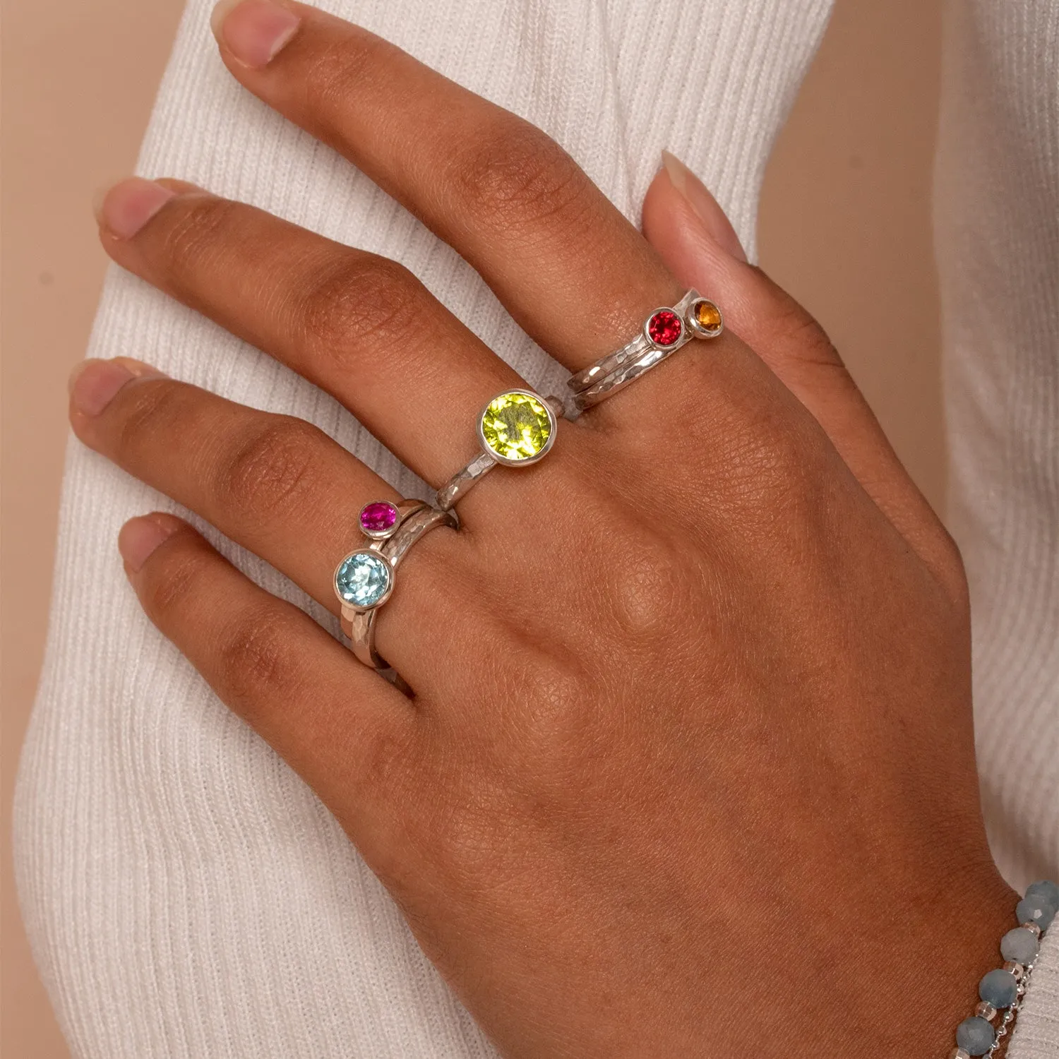 Rainbow Twinkle Stacking Rings