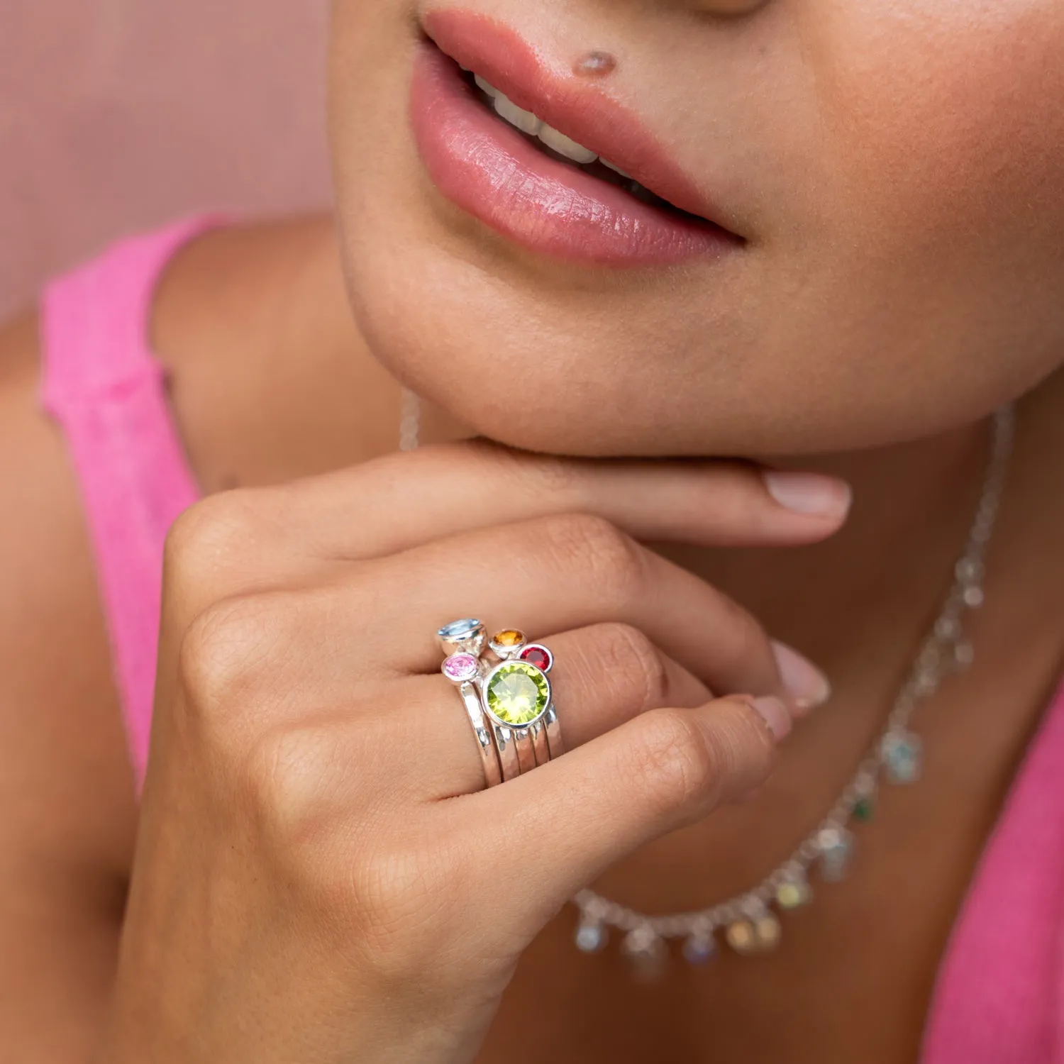 Rainbow Twinkle Stacking Rings