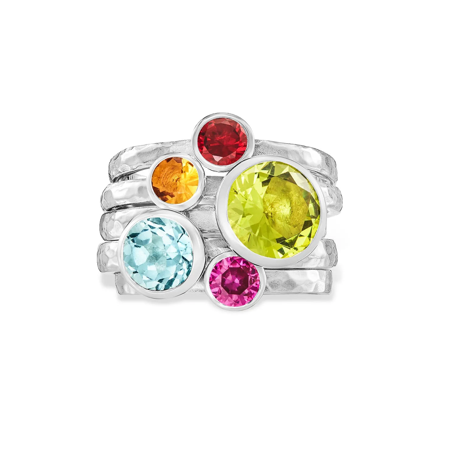 Rainbow Twinkle Stacking Rings