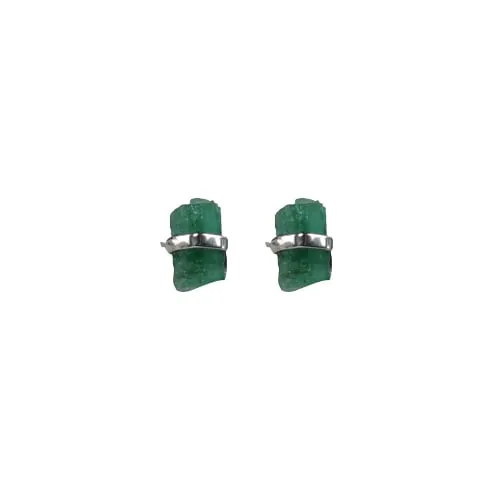 Raw Emerald Wrap Stud Earrings