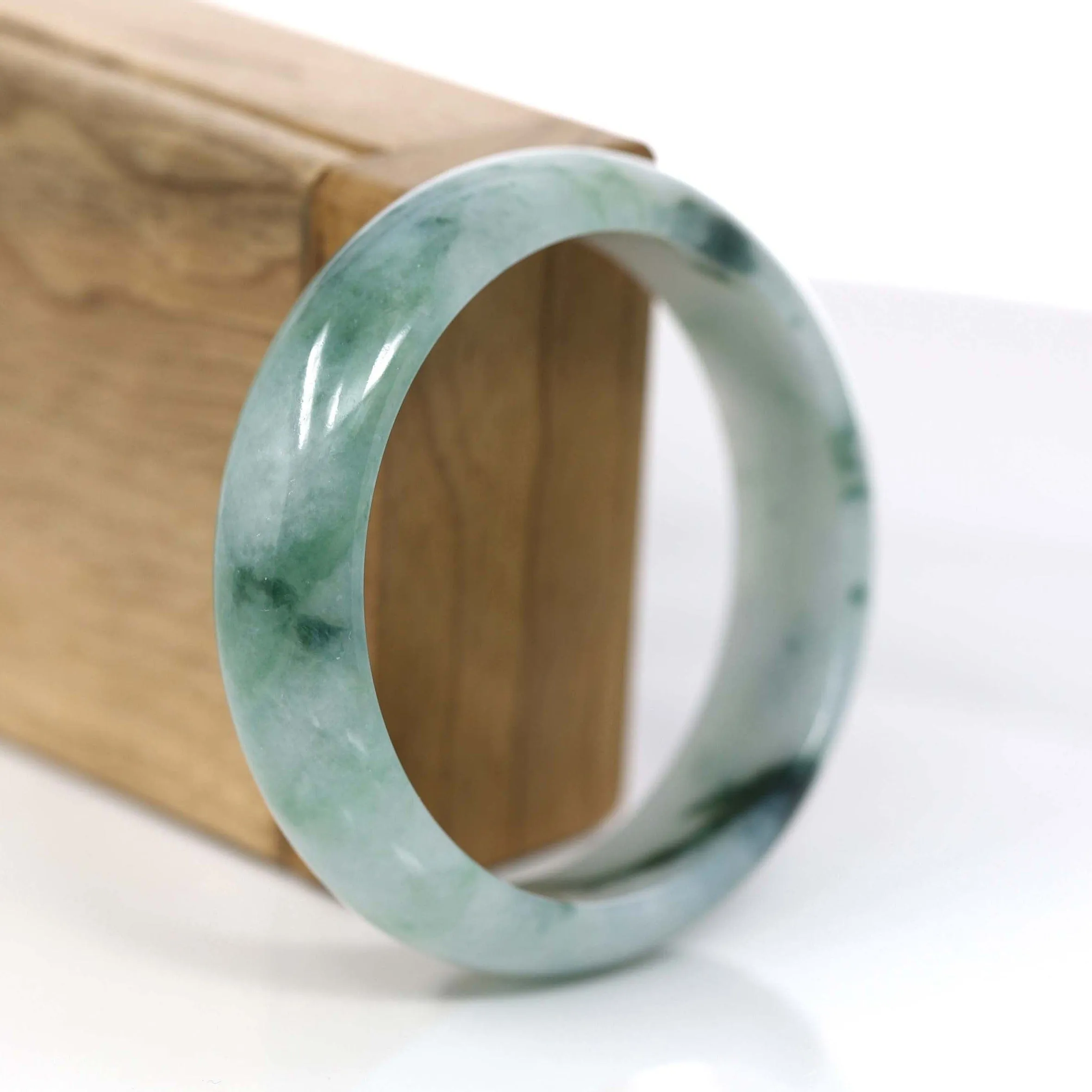 RealJade® Co. Classic Real Blue-green Jade Jadeite Bangle Bracelet ( 57.91 mm )#373