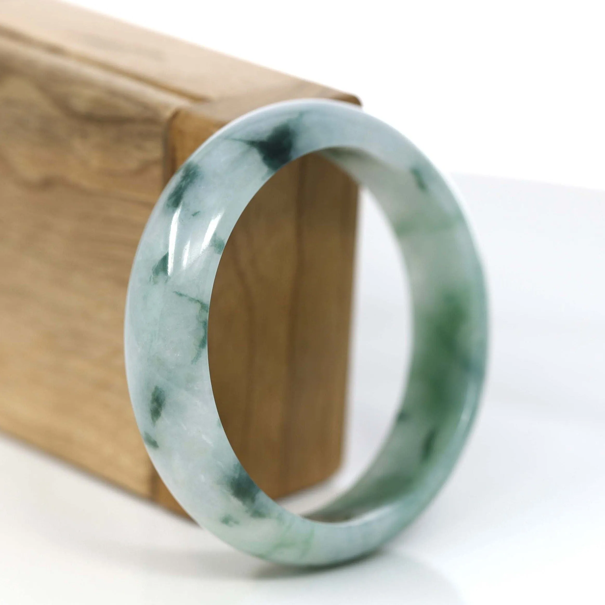 RealJade® Co. Classic Real Blue-green Jade Jadeite Bangle Bracelet ( 57.91 mm )#373