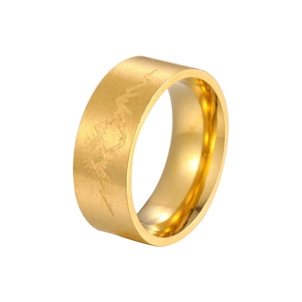 Religious Engraved Sunrise Signet Ring