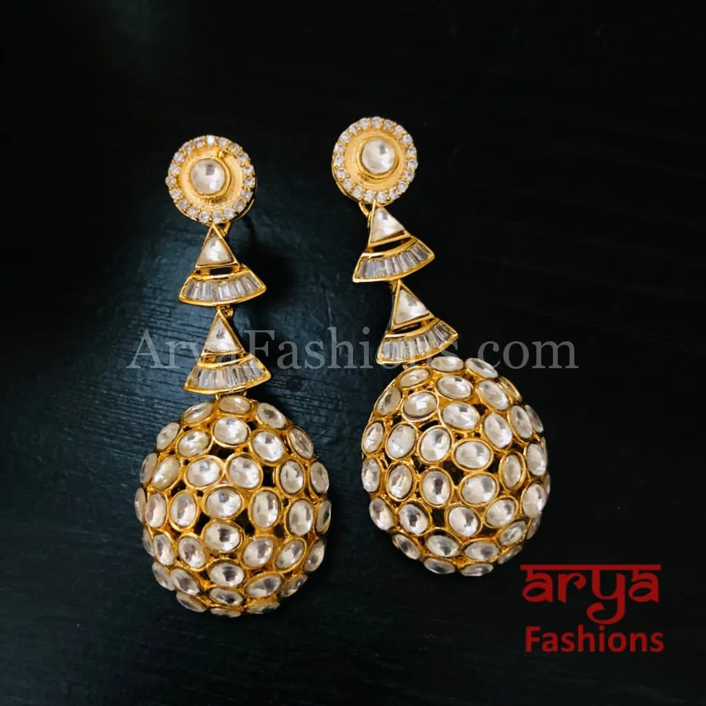 Rima Jadau Kundan Earrings with CZ Stones