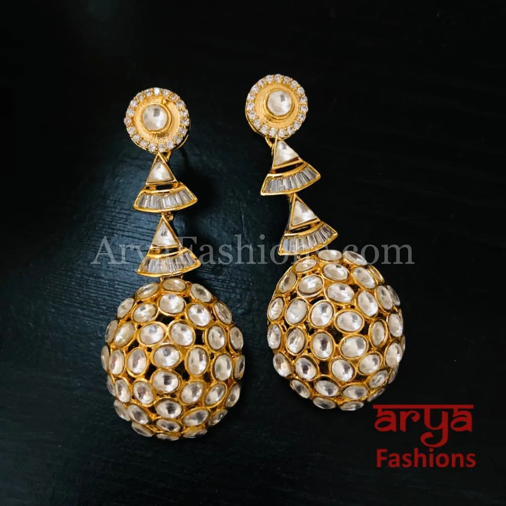 Rima Jadau Kundan Earrings with CZ Stones