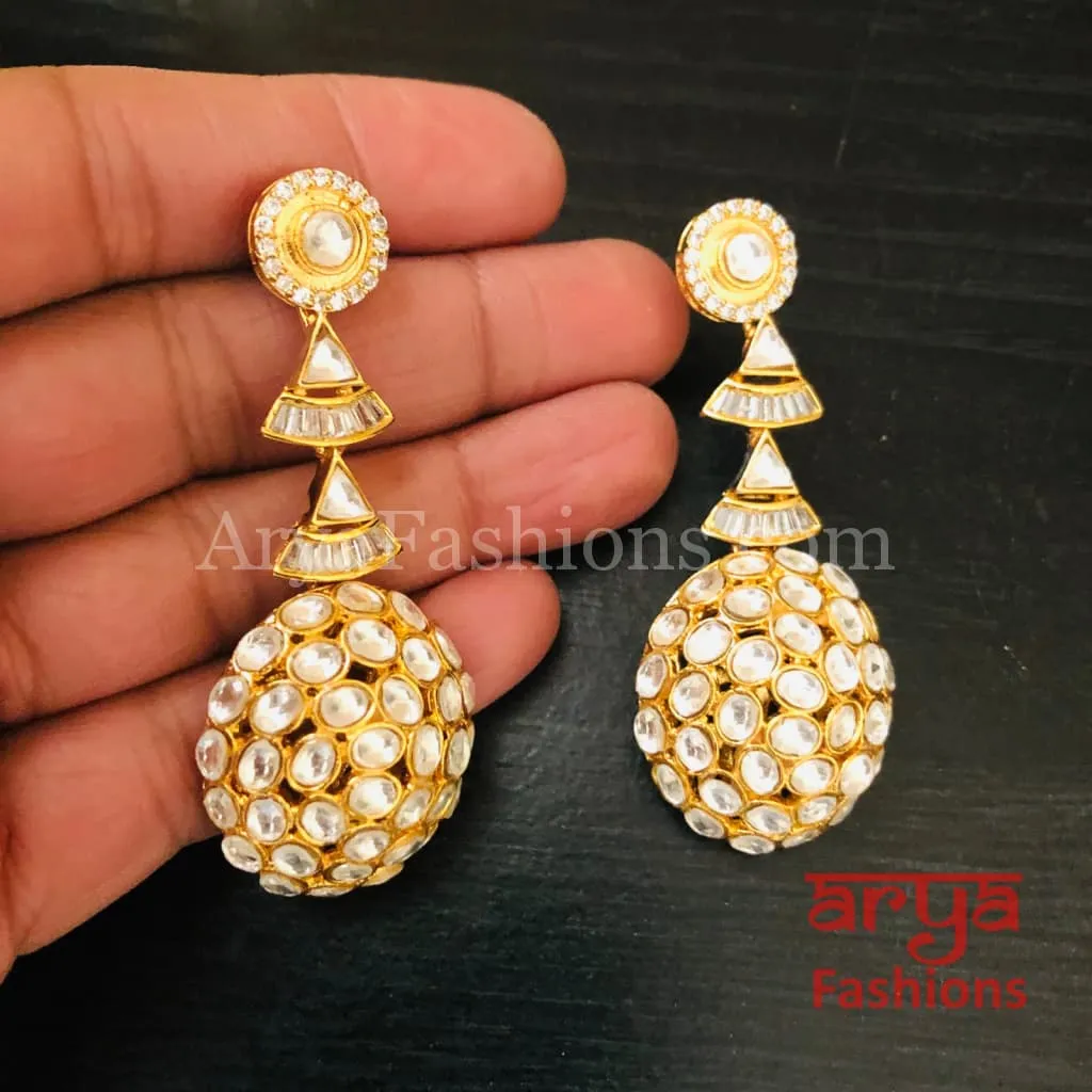 Rima Jadau Kundan Earrings with CZ Stones