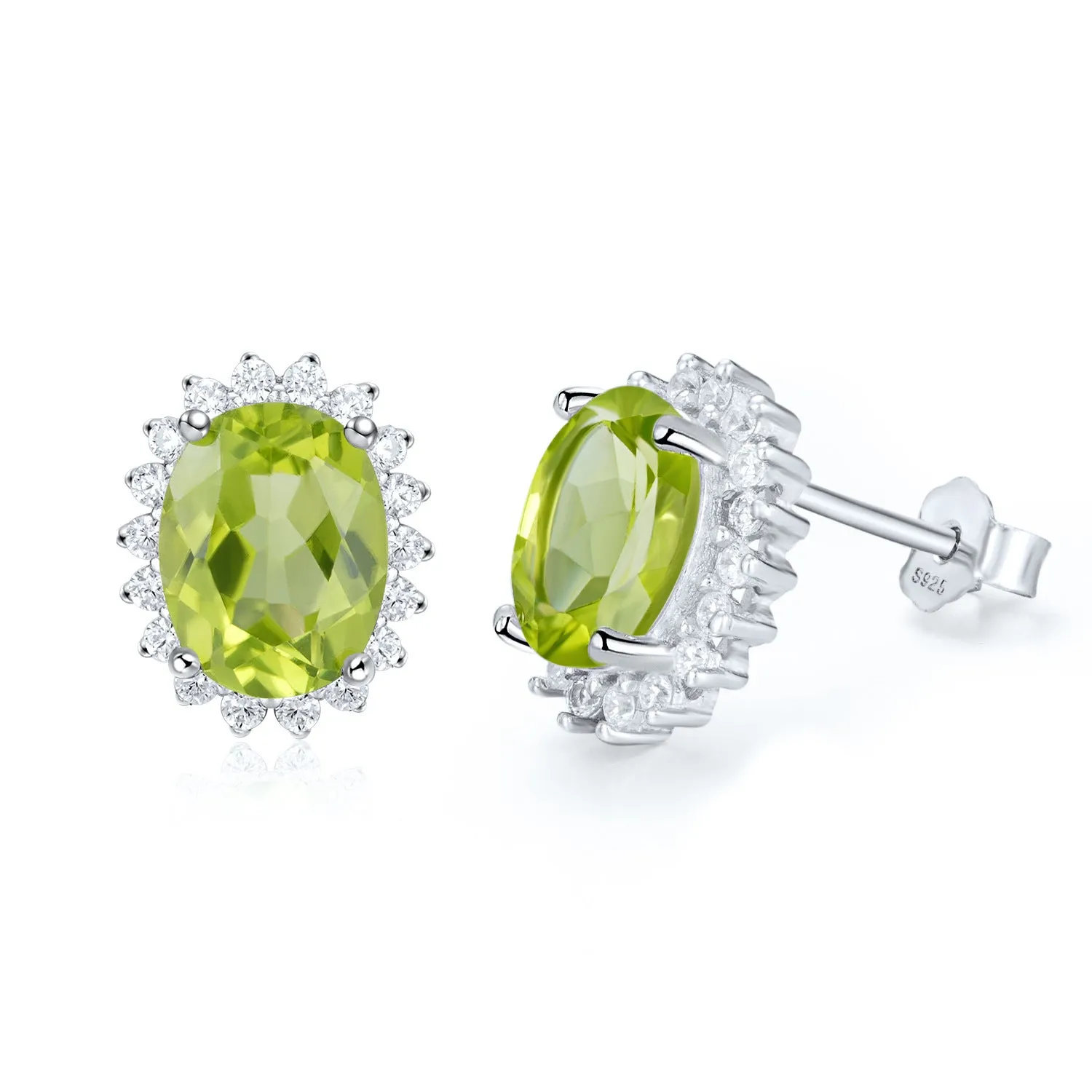 S925 Silver Natural Topaz Peridot Earrings Women's Luxury Premium Jewelry