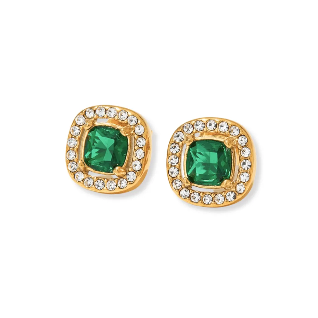 SERENITY STUD EARRINGS GOLD-EMERALD