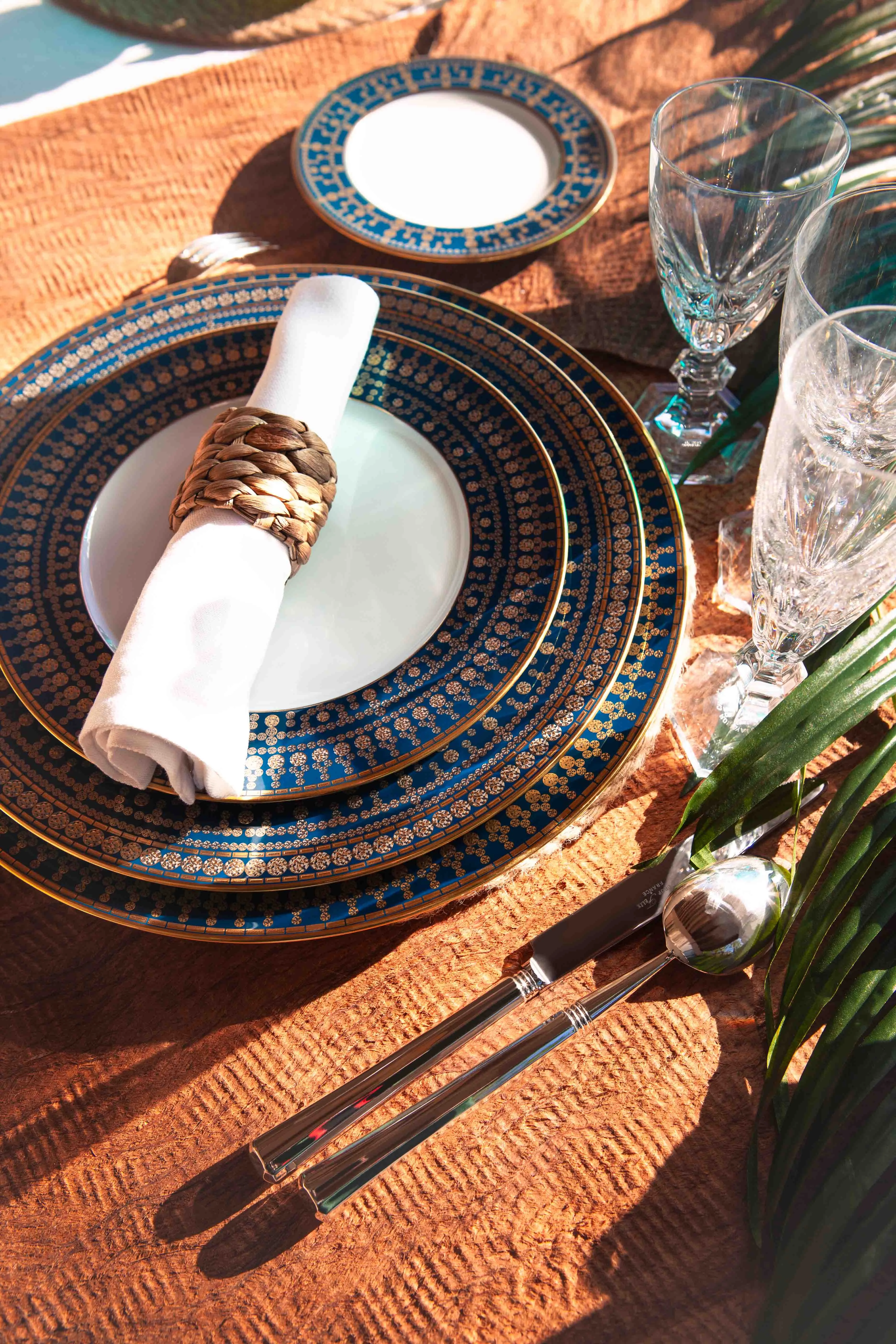 Set of 2 Dessert Plates Tiara prussian blue gold