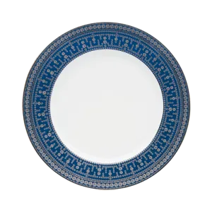 Set of 2 Large Dinner Plates Tiara prussian blue platinum