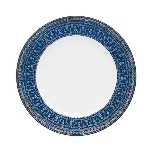 Set of 2 Large Dinner Plates Tiara prussian blue platinum