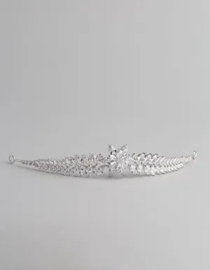 Silver Cubic Zirconia Fern Hair Garland